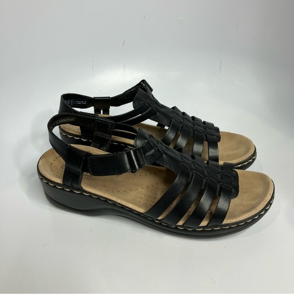 Collection by Clarks Lexi bridge sandals black leather women’s size 10 boho - Picture 2 of 8